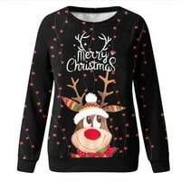 Ružno božićne dukseve za žene slatka jelena grafička majica dugih rukava za odmor casual pulover blube