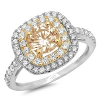 1.75ct okrugli šampanjac simulirani dijamant 14k bijelo žuto zlato Angažovanje halo prstena veličine