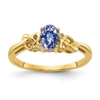 Čvrsta 14k žuto zlato 6x ovalni tanzanite plavi decembar dragi dijamantni zaručnički prsten veličine