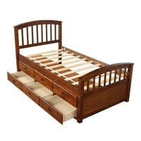 Zaustavite sada-dvostruku veličinu platform krevet sa skladištem, krevet od punog drveta s ladicama-orahom