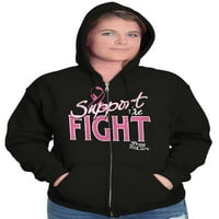 Podržati borbeni karcinom dojke Zip hoodie dukserirt ženske brine za žene brisco s