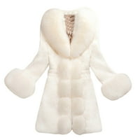 Entyinea ženska klaasična jakna zima topli flaševi kaput meke čvrste boje nejasne jakne bijele s