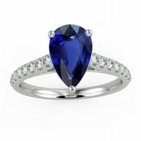 CT Gold Blue Sapphire s dijamantskim akcentima Gemstone prsten, veličina 6.5