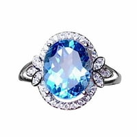 Pgeraug pokloni za žene Vintage Exquisite Dame Ring Blue Circon prsten bakrene prsten veličine 6- bakreni
