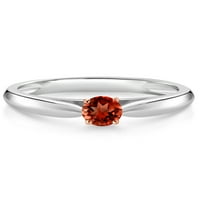 Gem Stone King Srebrna i 10K Rose Gold Red Garnet Solitaire Angažman prsten za žene