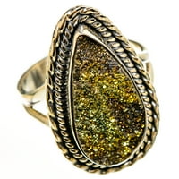 Spectro piritni druzy prsten veličine 8. - Ručno izrađeni boho vintage nakit zvona112170