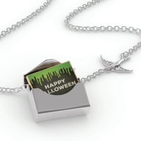 Ogrlica za zaključavanje Happy Halloween Halloween zelena sluz u srebrnom kovertu Neonblond