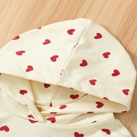 SDGHG Baby Valentinen dan za rešetke, slatko srce print dugih rukava s kapuljačom s kapuljačom, jednodijelna