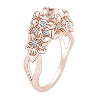 1. Karatni okrugli oblik simulirani morgatitni i prirodni dijamantni zaručni prsten za cvijeće 14K čvrstog