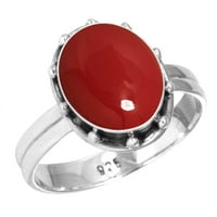 Sterling srebrni prsten za žene - muškarci crveni kameni dragulj Srebrna ring veličine oktobar rodni