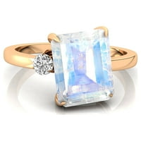Rainbow Moonstone, Diamond zaručnički prsten, ručno rađeni prsten za obećanje, juni pijance za vjenčani