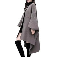 Kaputi za žene elegantne žene čvrste vintage zimske ured dugih rukava vuneni jakni kaput sivi l ql1186
