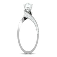 Princeza CUT CUBIC ZIRCONIJA SOLITAJNIČKI ZAHTEVNI Prsten, zaobići prsten, srebrna srebra, US 9.00