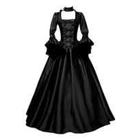 Haljine za žene casual žene vintage retro gotičke haljine s dugim rukavima dugačke haljine crne xxl