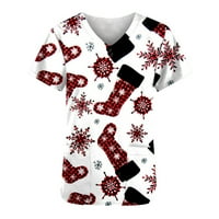 Božićne majice za žene božićna navijačka košulja za odmor na vrhu kratkih rukava s kratkim rukavima