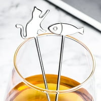 Slatka mačka riba kava miješajte desert od nehrđajućeg čelika mlijeko za čaj za čaj sa posudom