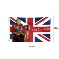 Kralj Charles iz Engleske Viseća zastava sa visokokvalitetnim jednokrevetnim sitnim tiskanjem za kućni