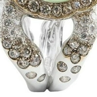 SKPABO Vintage Green Moonstone Princess Diamond Ring Vjenčani angažman Ženski prsten srebrni nakit veličine