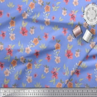 Soimoi Blue Rayon tkanina od lišća i primrose cvjetni tiskani tkaninski dvorište širom