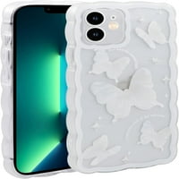 Slučaj za iPhone 11, futrole slatka crtana bijela leptira za djevojčice, jedinstveni kawaii TPU branik