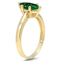 CT sjajan markizni rez simulirani smaragd 14k žuto zlato pasijans prsten sz 5