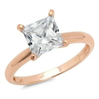 2. CT Princess Clear Clear Simulirani dijamant 18K 18K ruže Gold Anniversement Ring Ring veličine 7