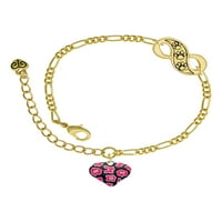 DELIGHT nakit silvertone vruće ružičaste geetah Print Heart Gold-Tone Paw Infinity Bružna veza lanca,