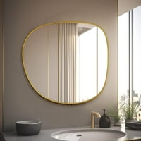 Nepravilan zidni ogledalo Zidno ogledalo, zlatna asimetrična zrcala zid montirano zrcalo za ispraznost sa visećim lancem ukrasnog ogledala za dnevni boravak