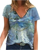 Ljetni vrhovi za žene V-izrez tiskane majice Trendi udobne ženske bluze