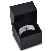 Tungsten Flash Thunder Munja vijak prsten za muškarce Žene Udobne fit crnoj kupola brušeno sivo polirano