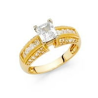 1.20ct princeza i okrugli CZ Bridal 14k bijeli zlatni miligranski prsten