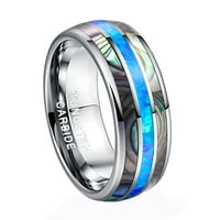 Muški volfram karbidni prsten plava stvorio je opal i abalone školjke umetnula za venčanje za angažman