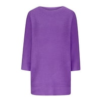 Vivianyo HD džemperi za žensko čišćenje plus veličine Ženski okrugli vrat pletiva Ženska elegantna rukava