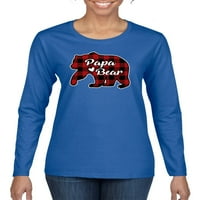 Papa Bear Cool Plaid Podudaranje dizajna ružnog božićnog džemper ženska grafička majica s dugim rukavima,