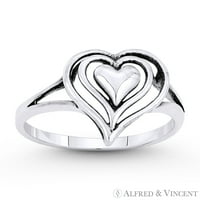 11x trostruko-srčani šarm slaganja ljubavnog ljubitelja osnivanja u oksidiranom obliku. Srebrna srebra