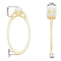 Okrugli pasijans Moissite zaručni prsten, dizajner luk kravata za žene, 14k bijelo zlato, US 4.00