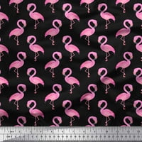 Soimoi Black Rayon tkanina Flamingo dekor za ptice od tiskanog dvorišta široko