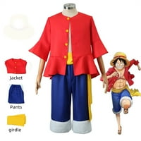 Bangyan Anime One Monkey D Luffy Cosplay kostim Red Majica Plave kratke hlače Kids Halloween Božićne