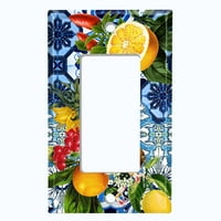 Preklopni poklopac ploče za metalno svjetlo elegantno cvjetno voće plava pločica uzorak til018