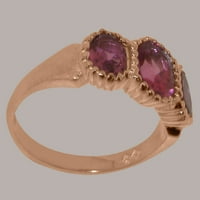 Britanska napravljena od 10k Rose Gold Prirodni ružičasti turnirski ženski prsten - Veličine Opcije