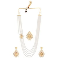 Efulgenz Fau Pearl perla višeslojna duga mladenka s smeđom ogrlicom s minđušama i prstenom za prsten