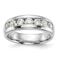 Čvrsta 14K bijelo zlato sedam kamena dijamantski kanal vjenčani prsten sa CZ COBIC cirkonijom veličine