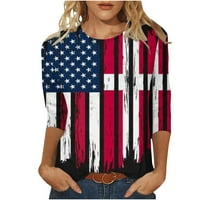 Amidoa Womens majica na majica Američka zastava The The The Dressy kauzalna bluza majica 4. jula Outfit