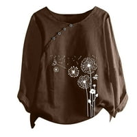 Patlollav Winter Fall Dame majice, žensko casunsko dugme Cvjetni ispis bluza s kratkim rukavima