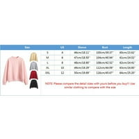 Yuehao Ženske dukseve s dugim rukavima Solidna boja okrugli vrat Modni pulover dukseve za žene sive