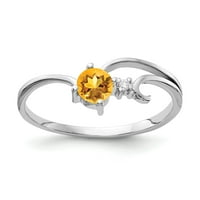 14k bijeli zlatni citrinski aaa pravi dijamantni prsten