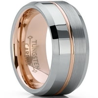 Muška ruža tonska tona volfram Carbide zaručni prsten za vjenčanje, udobnost FIT 11.5