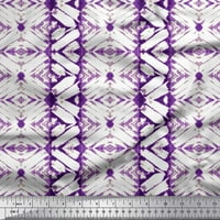 Soimoi Purple Heavy Satin Tkanina Geometrijska tie-boja Ispis tkanina sa dvorištem