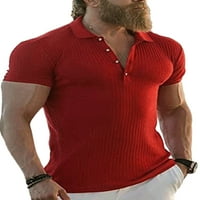 Stoljeće muške mišićno majica pletena rebrasta rastezanje kratkih rukava TEE casual slim fit golf t