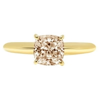 1. CT Briljantni jastuk Cleani simulirani dijamant 18k žuti zlatni pasijans prsten sz 7.5